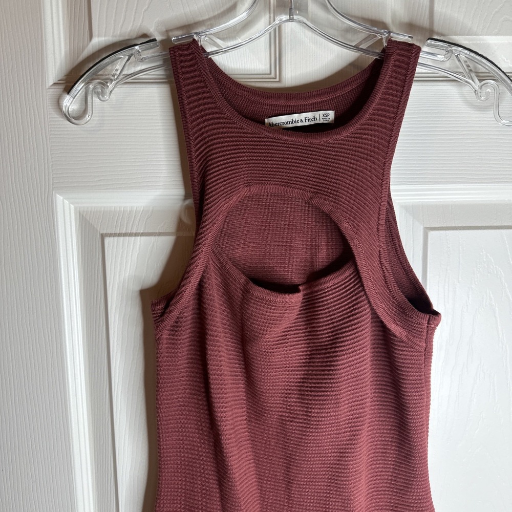Abercrombie Fitch Knit Ribbed Sleeveless Mini Sweater Ribbed Chest Cutout Sz XSP - Picture 4 of 7